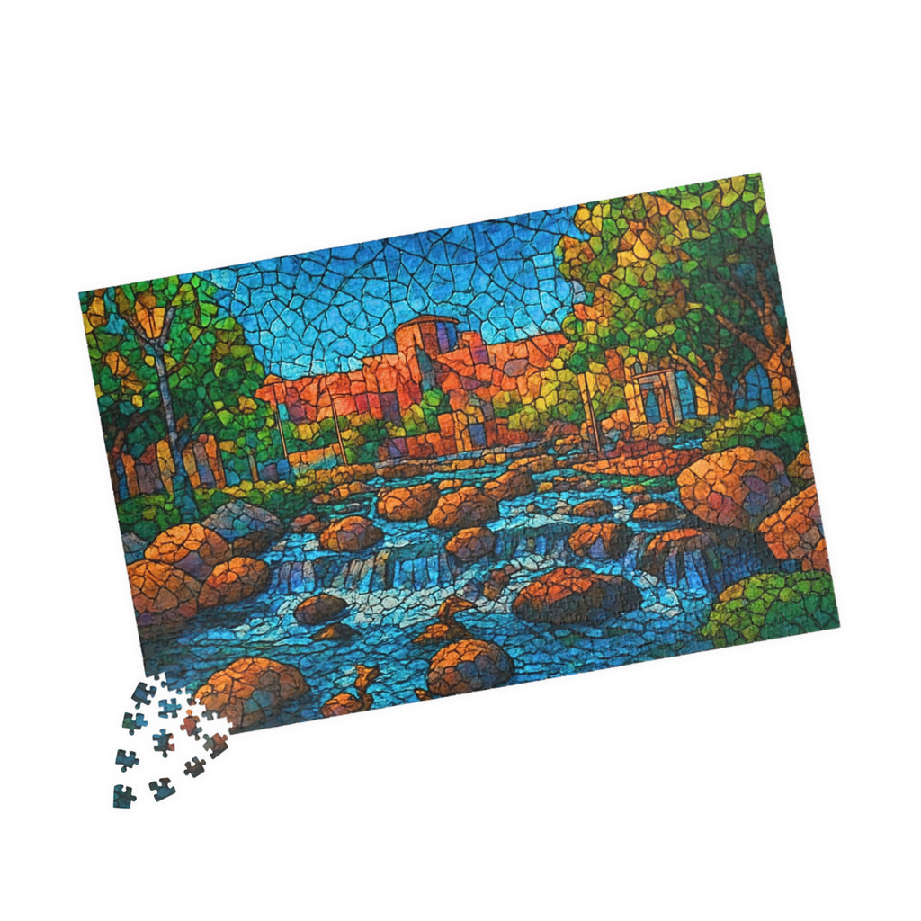 Stone River Puzzle 500 or 1000 Piece Nature Landscape Puzzle, Colorful Scenic Puzzle