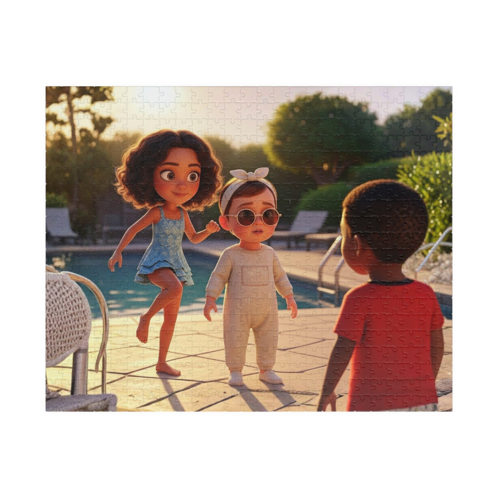 Poolside Summer Puzzle 500 Piece, Colorful Vacation Jigsaw Puzzle, Fun Leisure Scene for Adults
