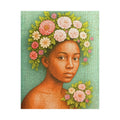 Floral Portrait Puzzle 500 or 1000 Piece Artistic Woman Puzzle, Botanical Art Puzzle, Gift for Adults Black Art Puzzle