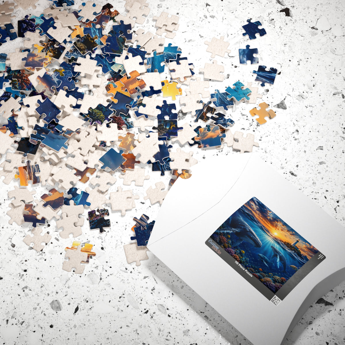 Ocean Lighthouse Puzzle – Whales Under the Sea Jigsaw Puzzle, Coastal Sunset Puzzle, Ocean Lover Gift, 250, 500 or 1000 Pieces