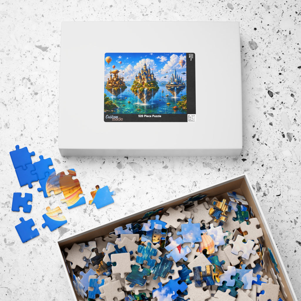Floating Islands Puzzle – 500 Piece Jigsaw Puzzle, Fantasy Castle Landscape Puzzle, Relaxing Escape Puzzle