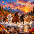 Wild Horse Puzzle 500 or 1000 Piece – Horses Running Jigsaw Puzzle, Mountain Sunset Puzzle, Horse Lover Gift, Scenic Puzzle for Adults
