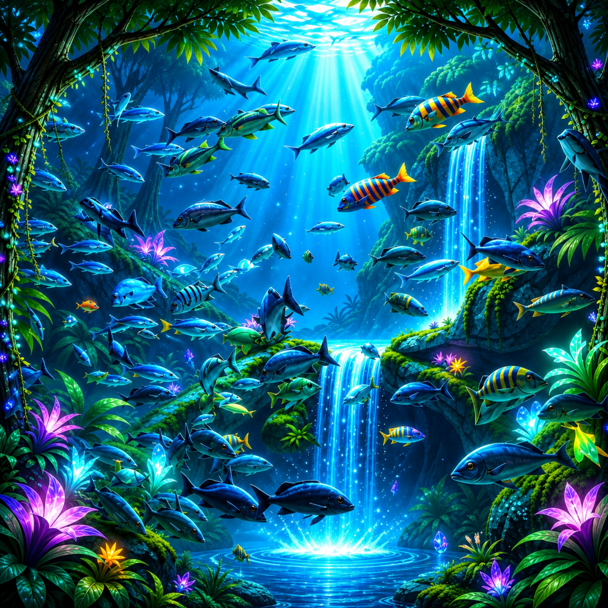 Underwater Fantasy Jigsaw Puzzle, Colorful Tropical Fish & Waterfalls, Ocean Puzzle for Adults, Relaxing Aquatic Puzzle GiftPieces (Copy)