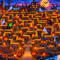 Halloween Haunted Maze Jigsaw Puzzle for Adults, Spooky Corn Maze Puzzle, 500 Piece Halloween Puzzle, Vampire Ghosts & Werewolves