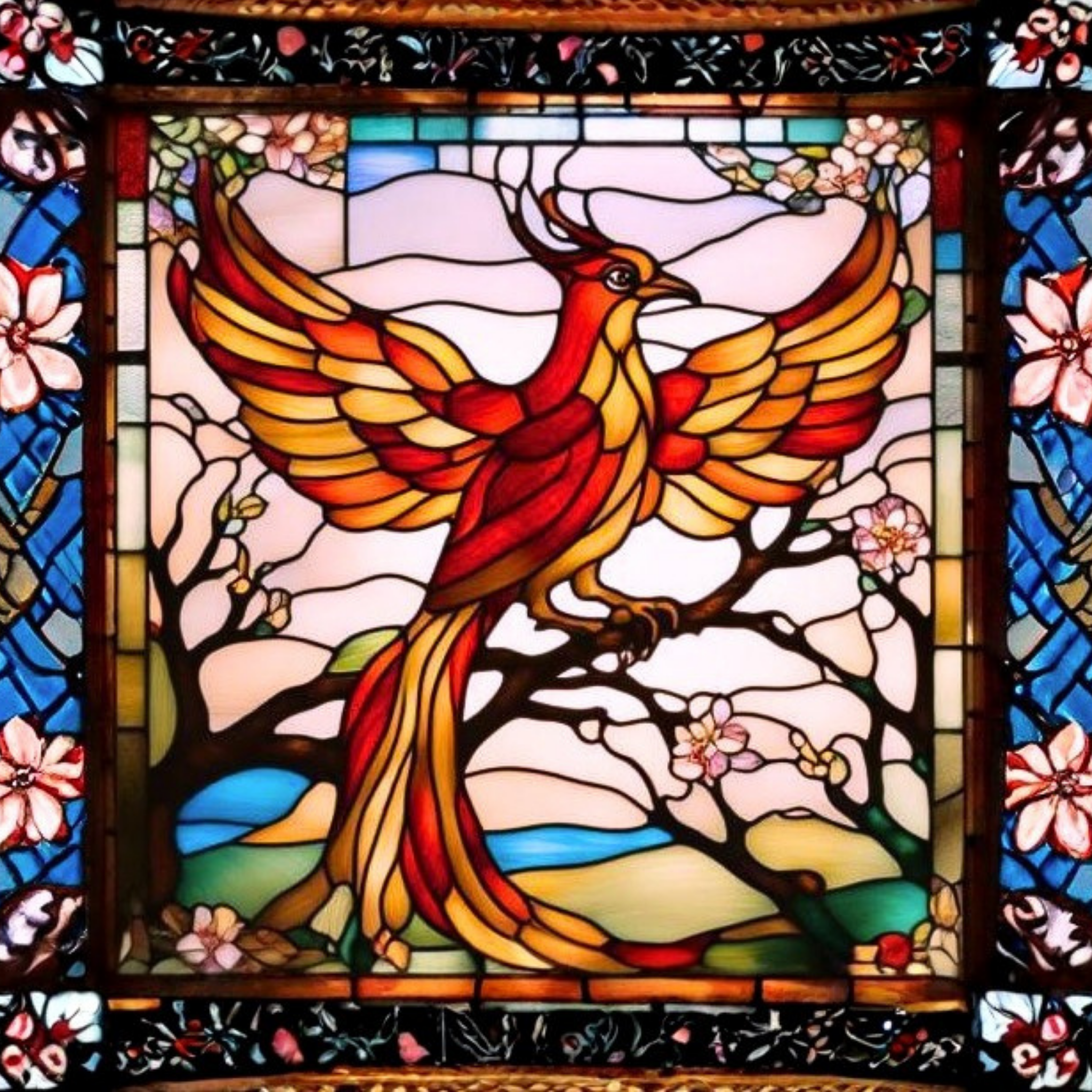 Phoenix Jigsaw Puzzle 500 or 1000 Piece Stained Glass Art Puzzle, Mythical Bird Puzzle, Unique Gift