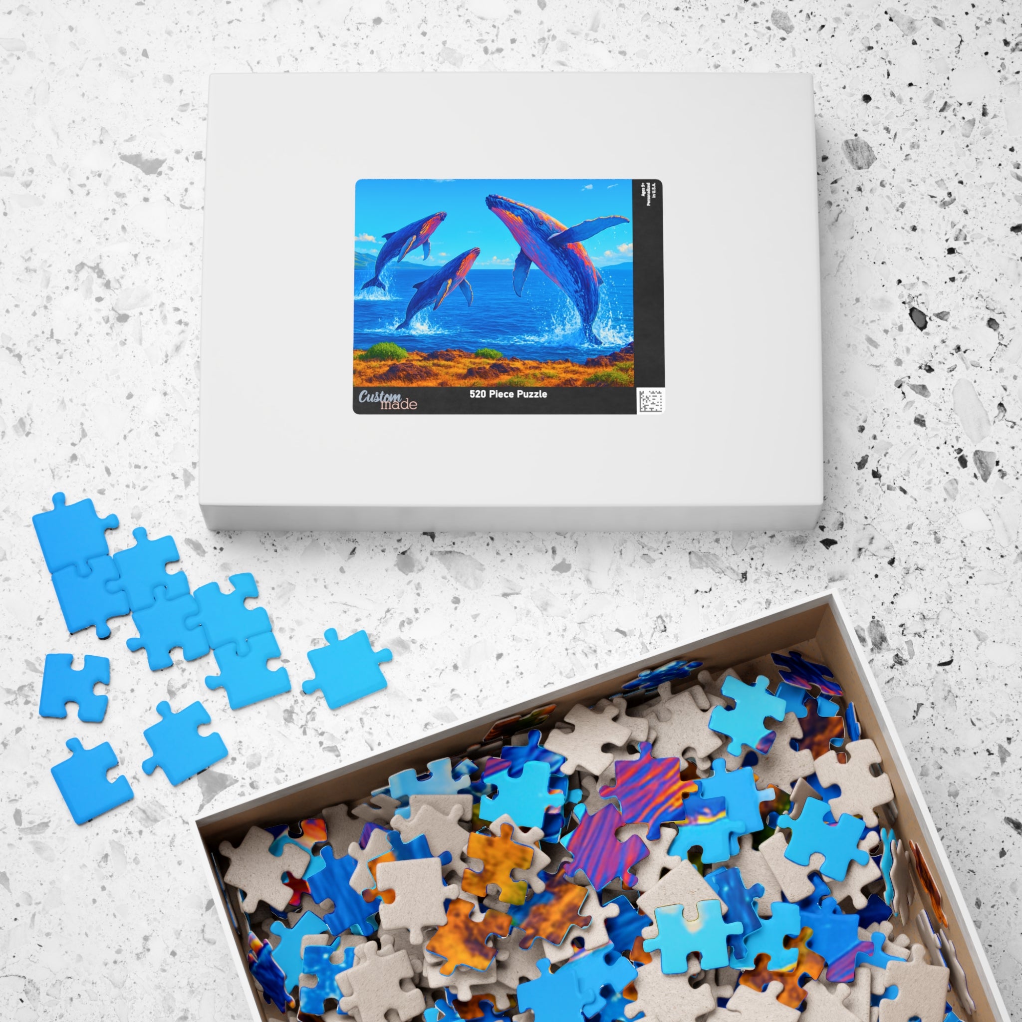 Whale Jigsaw Puzzle 1000 Piece – Ocean Puzzle for Adults, Relaxing Art Puzzle, Unique Gift for Puzzle Lovers, 500 or 1000 Pieces