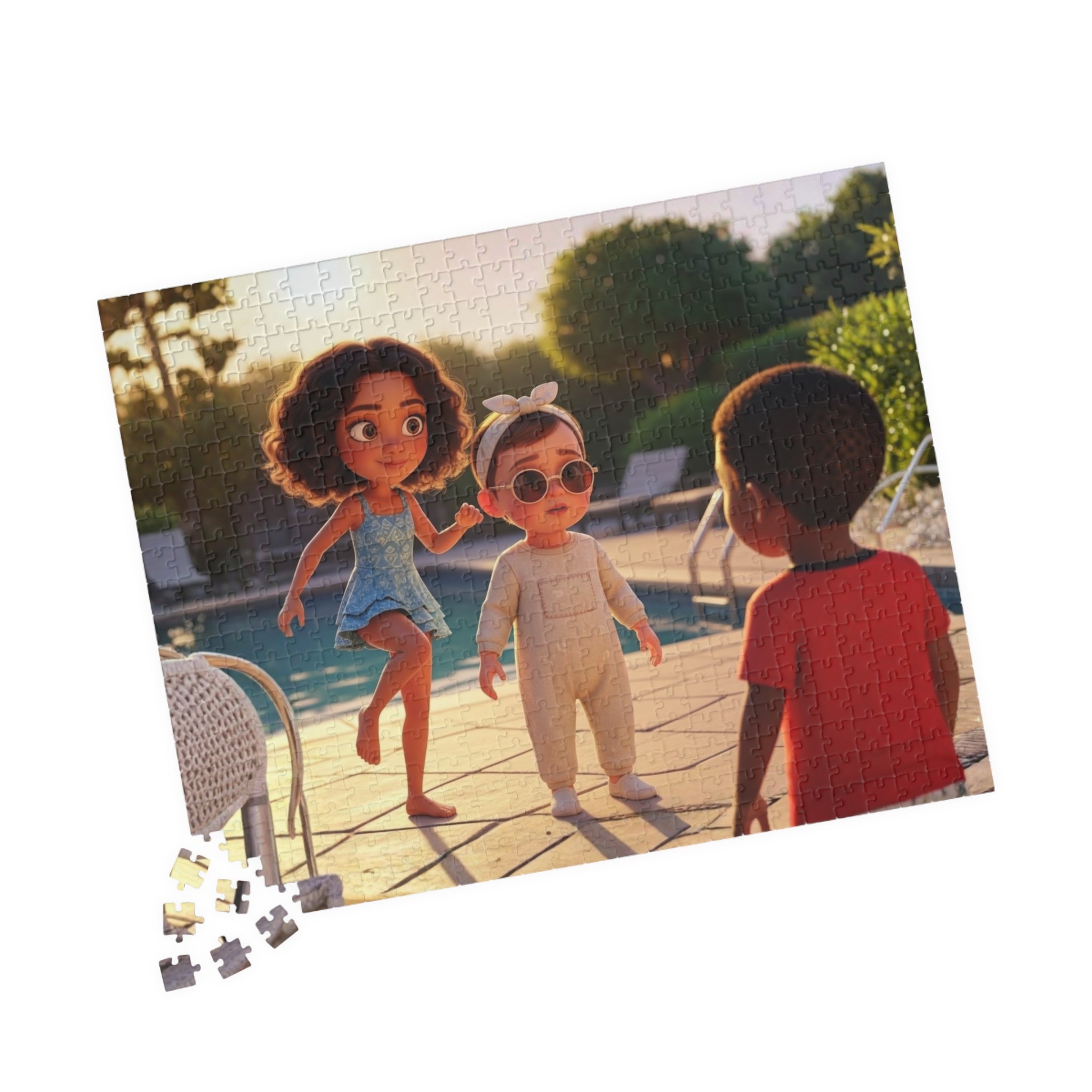 Poolside Summer Puzzle 500 Piece, Colorful Vacation Jigsaw Puzzle, Fun Leisure Scene for Adults