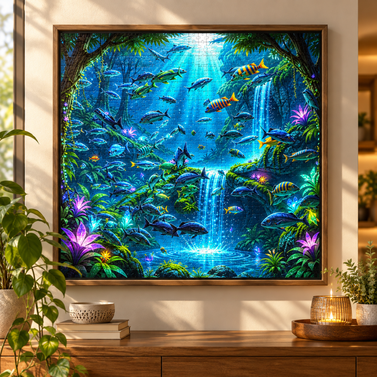 Underwater Fantasy Jigsaw Puzzle, Colorful Tropical Fish & Waterfalls, Ocean Puzzle for Adults, Relaxing Aquatic Puzzle GiftPieces (Copy)
