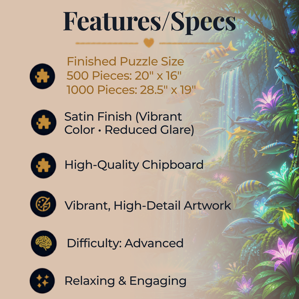 Underwater Fantasy Jigsaw Puzzle, Colorful Tropical Fish & Waterfalls, Ocean Puzzle for Adults, Relaxing Aquatic Puzzle GiftPieces (Copy)