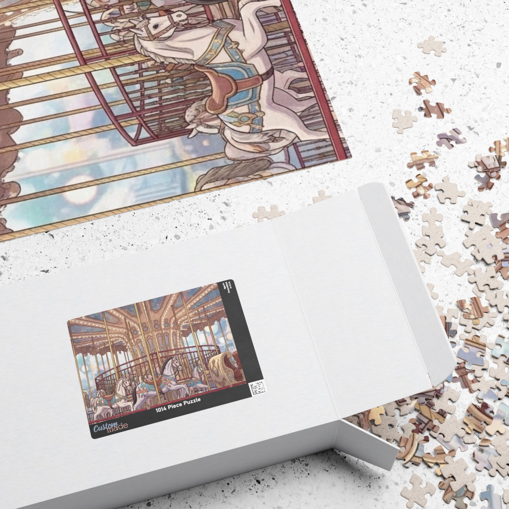 Vintage Carousel Puzzle 1000 Piece, Twilight Fairground Jigsaw Puzzle, Magical Amusement Park Art
